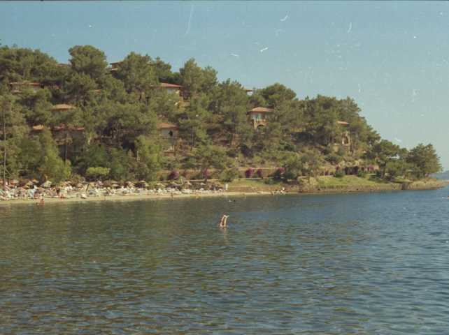 Meeresblick zum Strand und den Bungalow